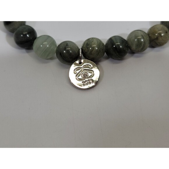 MW Spark*L Sparkl Sparkle Beaded Stretch Bracelet Bamboo Agate Beads Green NEW! - Picture 5 of 5